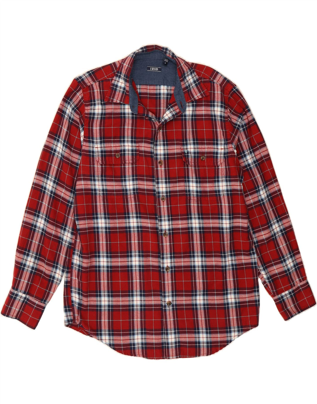 IZOD Mens Flannel Shirt Medium Burgundy Check Cotton Vintage Izod and Second-Hand Izod from Messina Hembry 