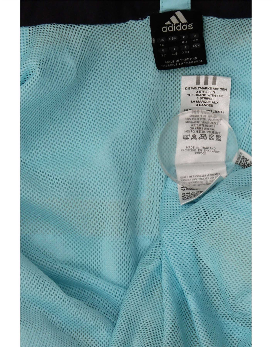 Jachetă de ploaie cu glugă pentru femei Adidas Clima Proof UK 16 Poliester albastru mare