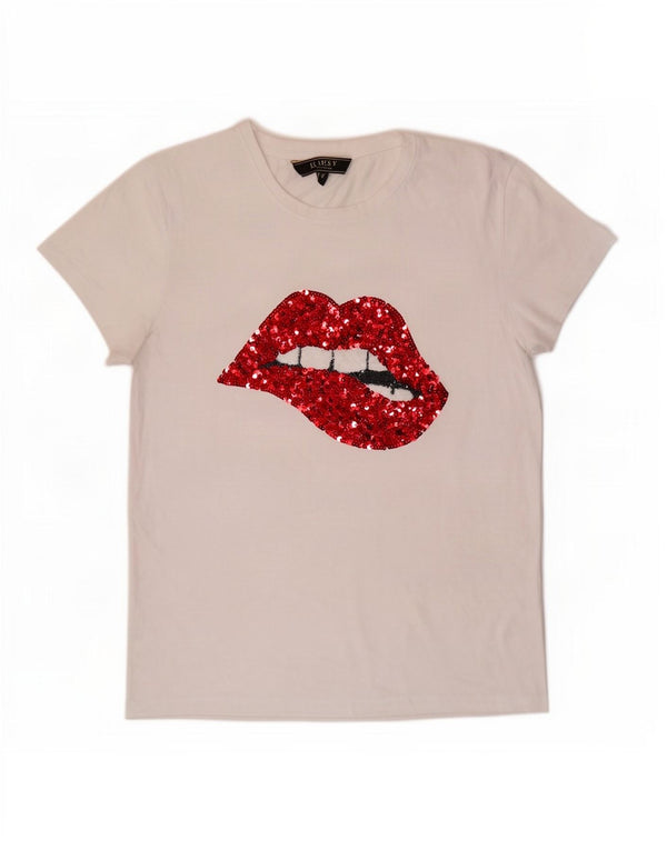 Tricou grafic pentru femei Lipsy Top UK 14 Bumbac alb mediu