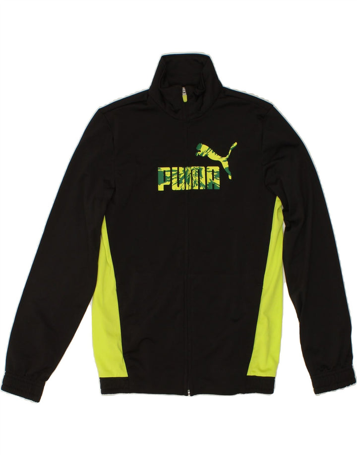 PUMA Boys Graphic Tracksuit Top Jacket 11-12 Years Black Colourblock Vintage Puma and Second-Hand Puma from Messina Hembry 