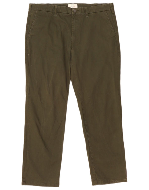 Marks & Spencer Pantaloni chino pentru bărbați, drepti, cu croiala normală, L38 L29 Kaki