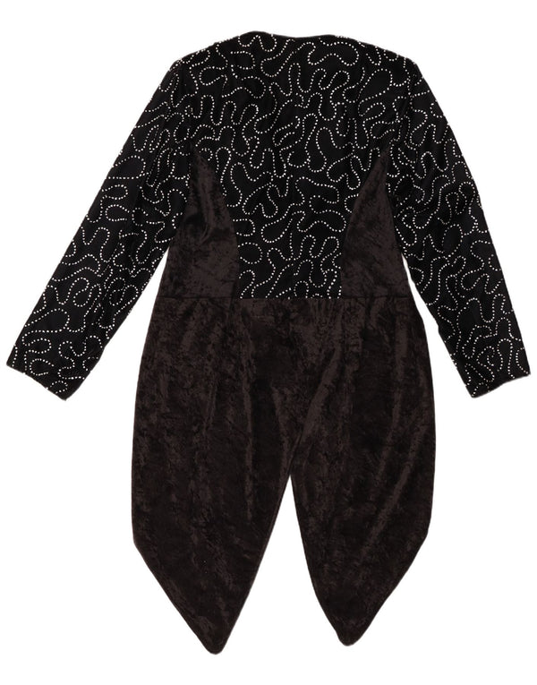 VINTAGE Jachetă cu frac cu model abstract pentru femei IT 42 Medium Black