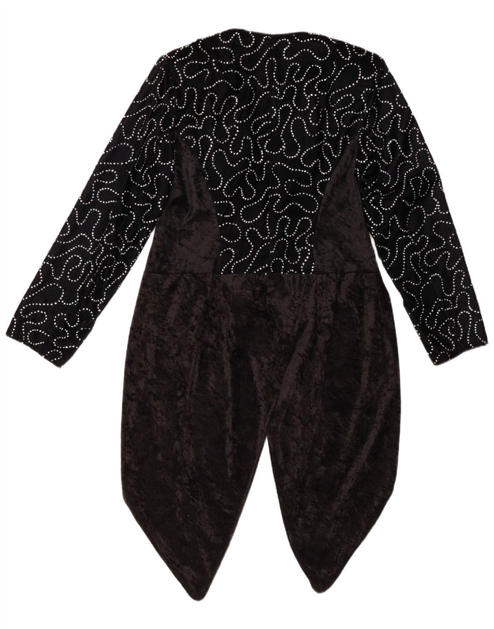VINTAGE Jachetă cu frac cu model abstract pentru femei IT 42 Medium Black