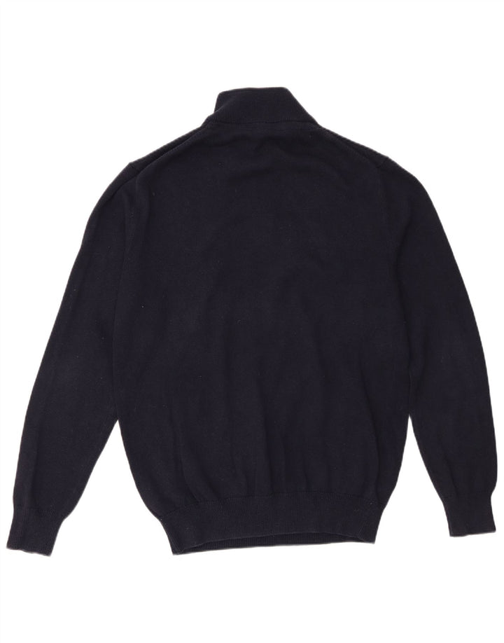 Crew Clothing Pulover pentru bărbați, cu fermoar, cu gât, bumbac mediu, albastru bleumarin