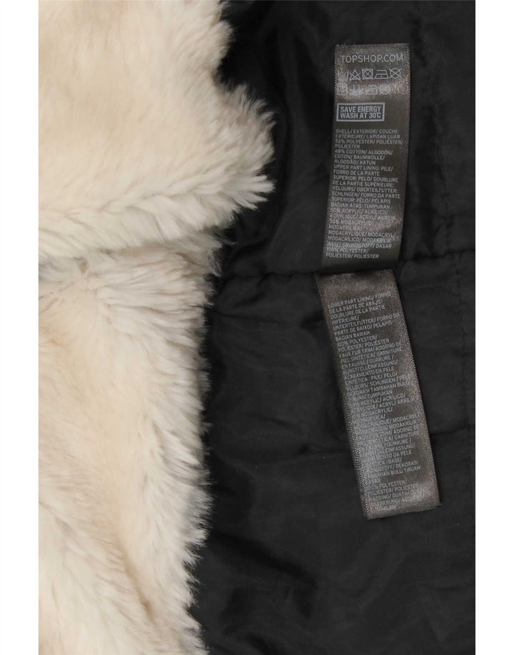 Jachetă parka cu glugă Topshop pentru femei UK 8, poliester negru mic