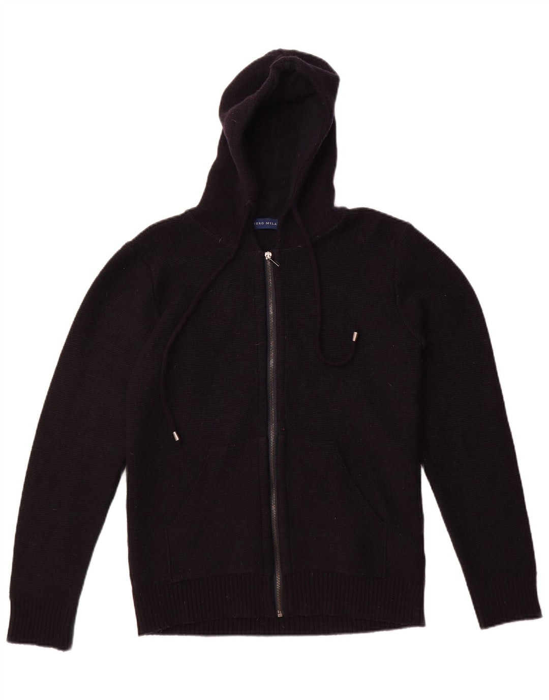 Pulover cardigan cu glugă pentru femei Libero Milano UK 14 Lână neagră medie