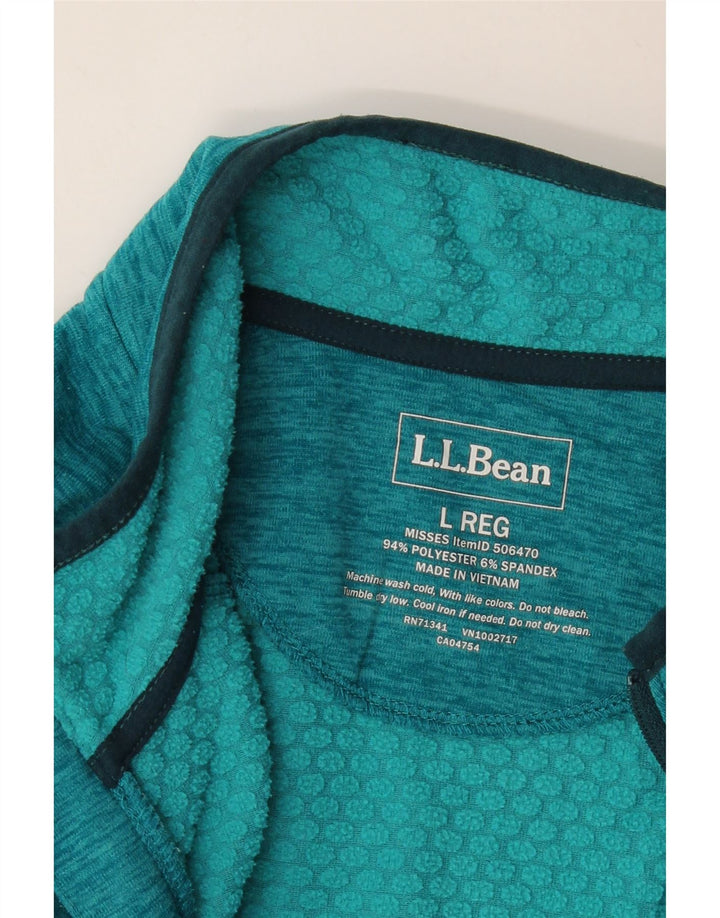 L.L.Bean pentru femei, cu fermoar și gât, pulover, trening Top UK 16 Poliester verde mare