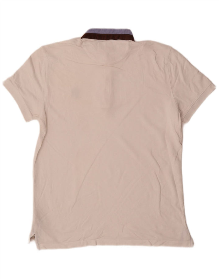 Tricou polo Massimo Dutti pentru bărbați, bumbac color bloc alb mediu