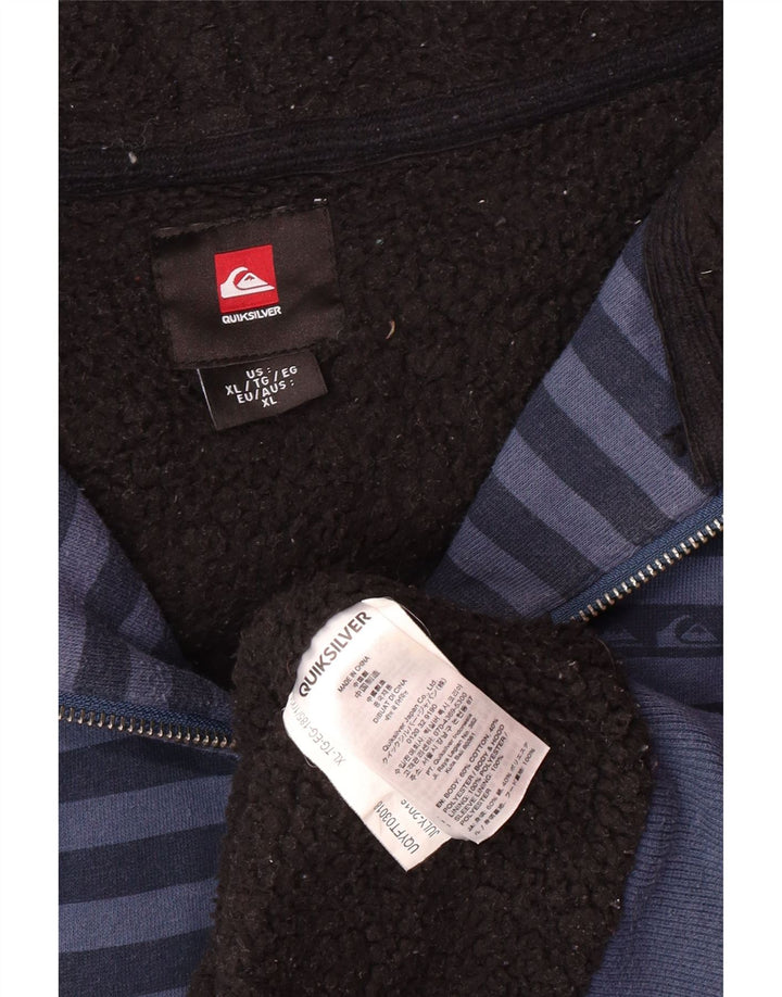Pulover QUIKSILVER pentru bărbați Sherpa, cu fermoar, XL, bumbac cu dungi albastre