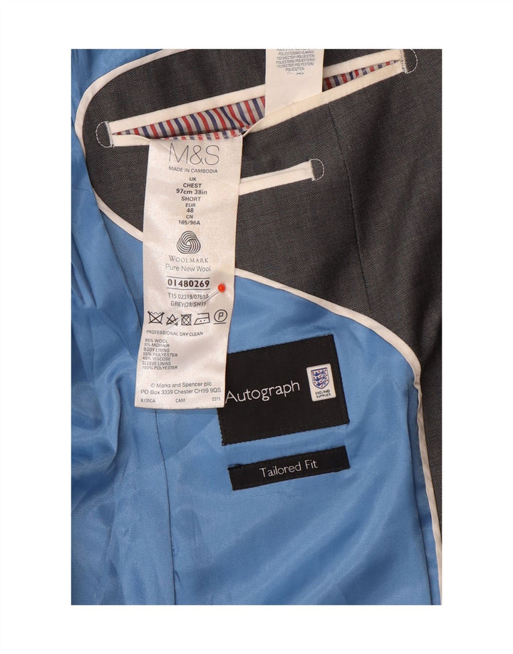 Jachetă pentru bărbați Marks & Spencer, cu 2 nasturi, UK 38, lână gri mediu