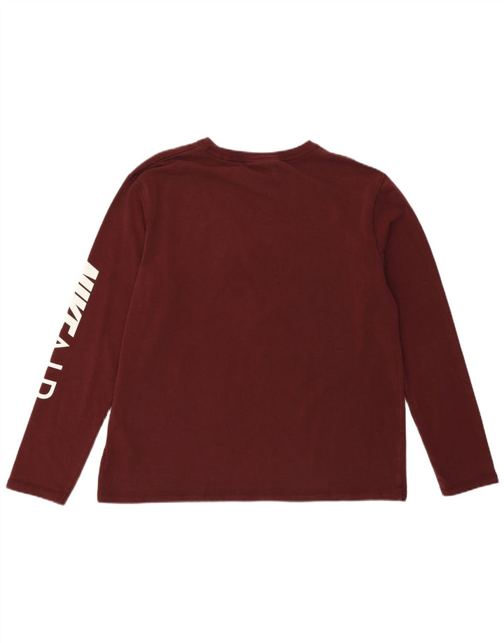 Top cu mânecă lungă Nike Air Graphic pentru femei UK 14 Bumbac Burgundy mediu