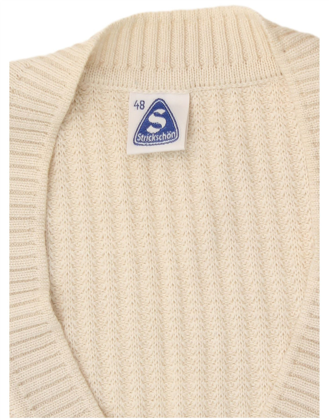 Pulover cardigan Vintage pentru femei IT 48 XL Lână virgină albă