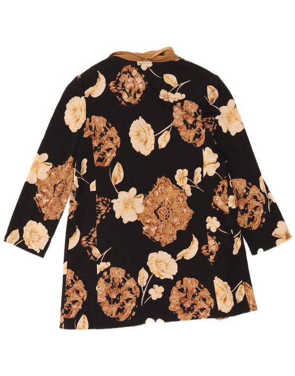 Luisa Spagnoli Pulover cardigan cu paragate pentru femei UK 14 Medium Black Floral