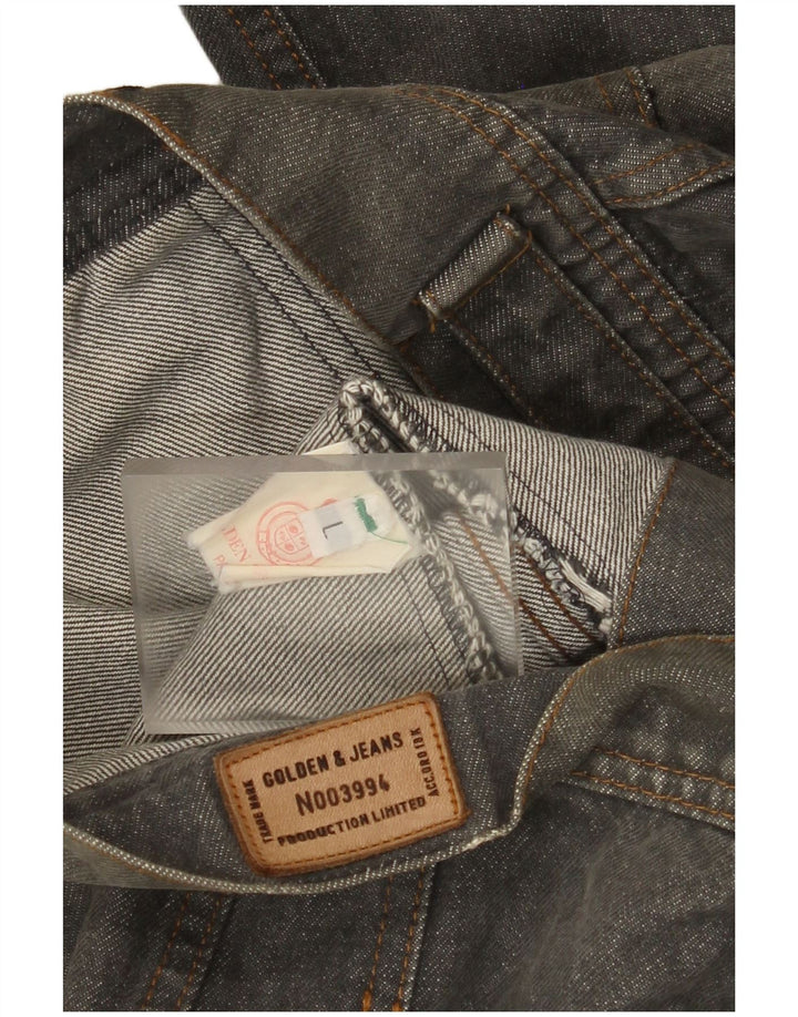 Jachetă vintage pentru bărbați din denim UK 40 mare, gri bumbac