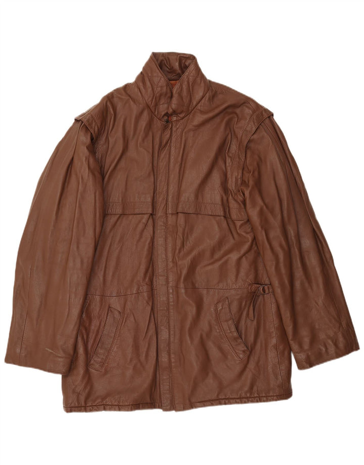 Jachetă din piele vintage pentru bărbați IT 54 2XL din piele maro
