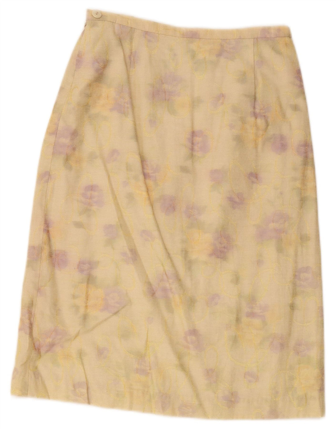 Fustă A-Line Vintage pentru Femei Medium W24 Galben Floral