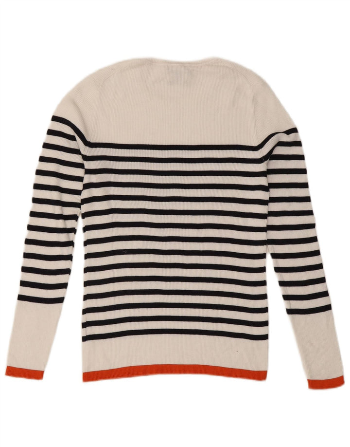 Pulover pentru femei Massimo Dutti cu gât de barcă UK 12 Medium White Dunge