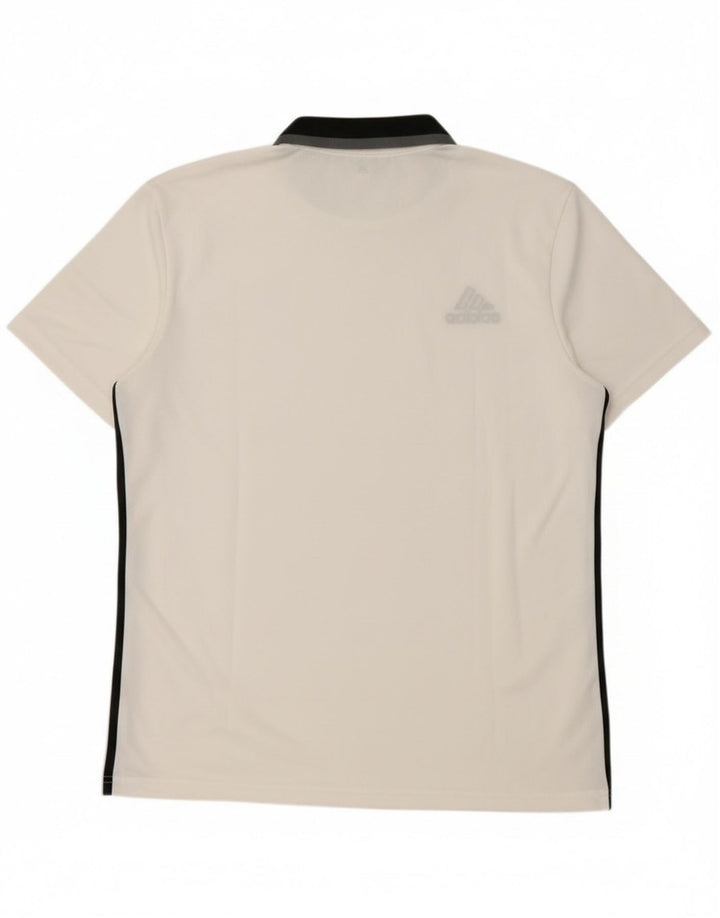 Tricou polo Adidas Climalite pentru bărbați, mare, alb, poliester