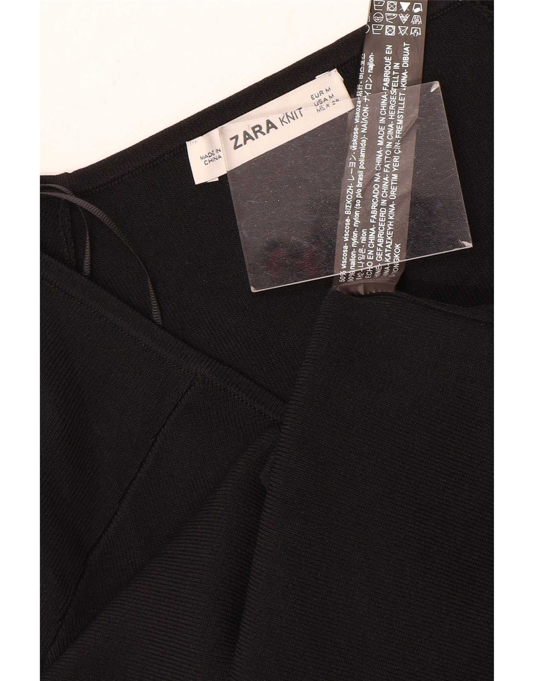 Top femeie Zara cu mânecă lungă UK 12 Medium Black Viscose