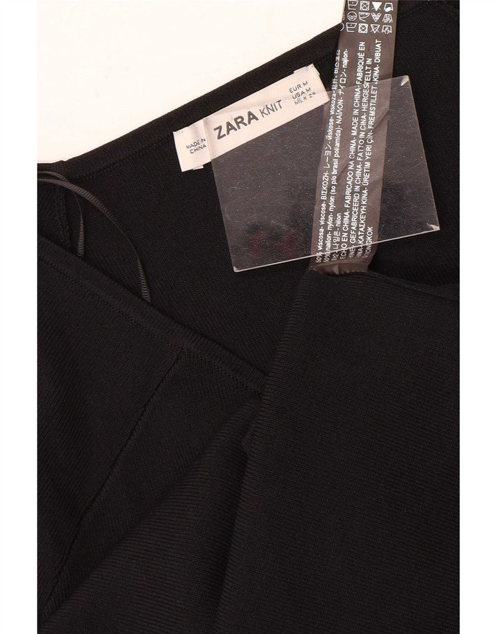 Top femeie Zara cu mânecă lungă UK 12 Medium Black Viscose