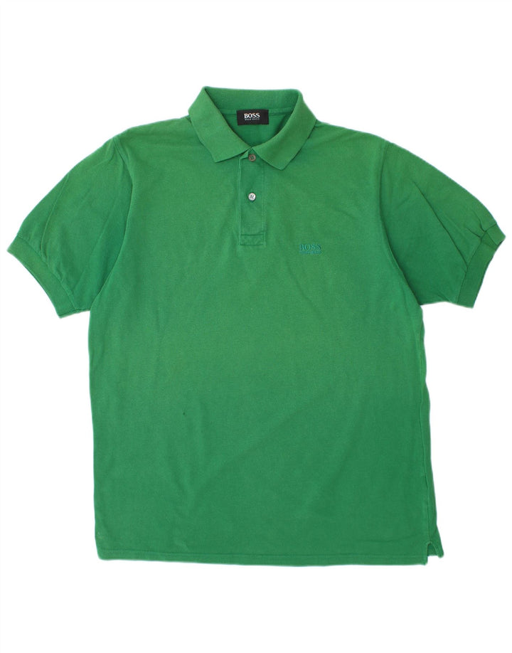 Tricou polo HUGO BOSS pentru bărbați, bumbac verde mediu