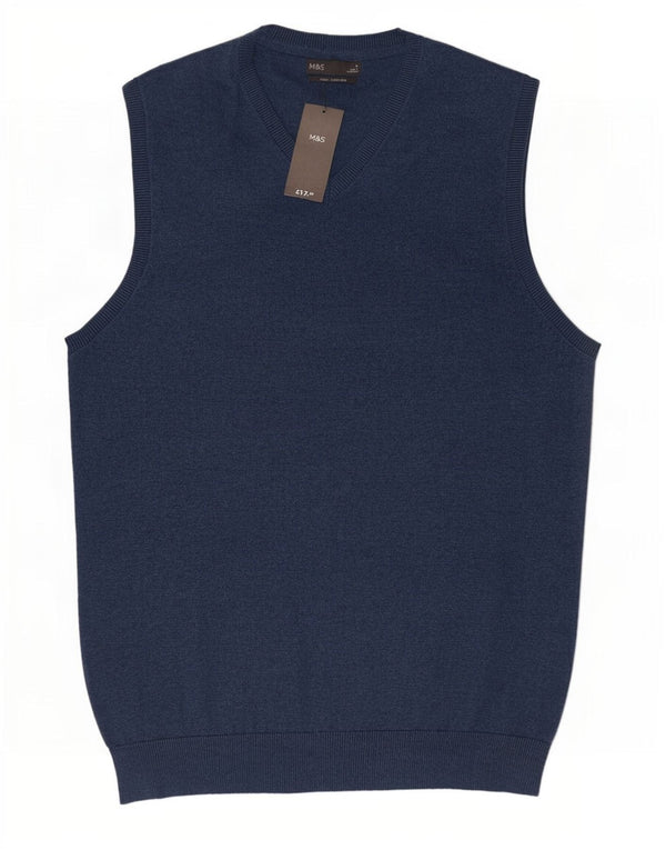 Marks & Spencer Vestă pentru bărbați Tank Top mare din bumbac bleumarin