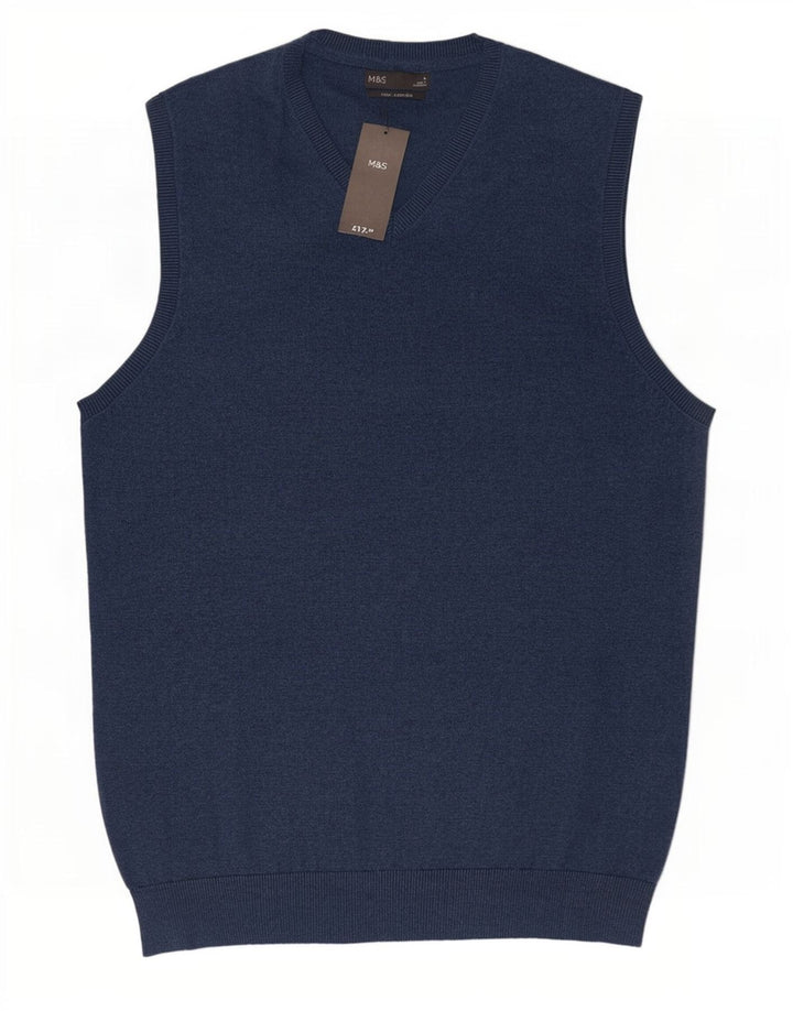 Marks & Spencer Vestă pentru bărbați Tank Top mare din bumbac bleumarin