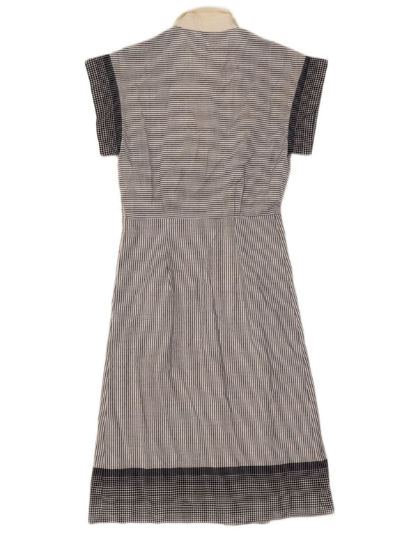 Rochie vintage pentru femei în linie A UK 8, gri mică, cu dungi