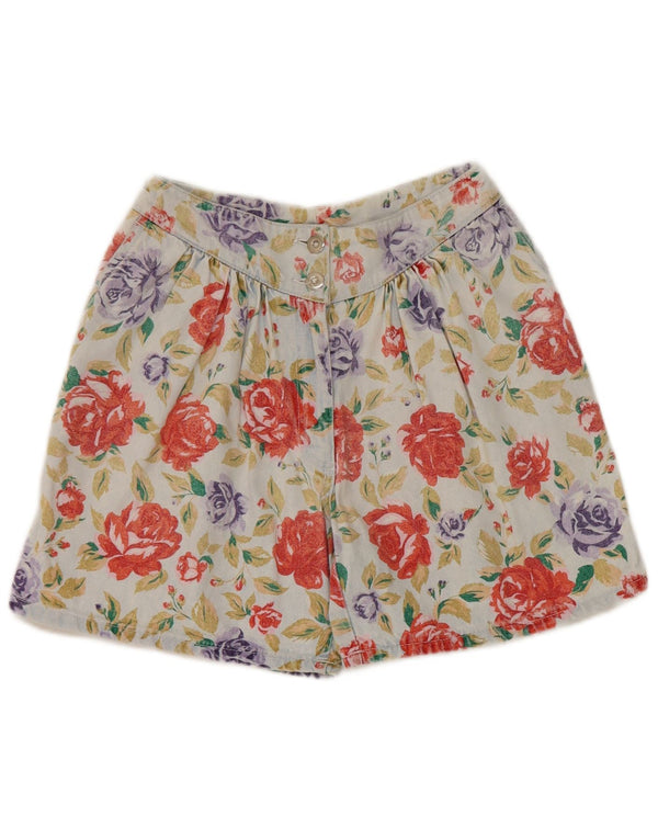 Pantaloni scurți vintage din denim cu închidere pentru femei IT 40 Small W25 Multicolor Floral
