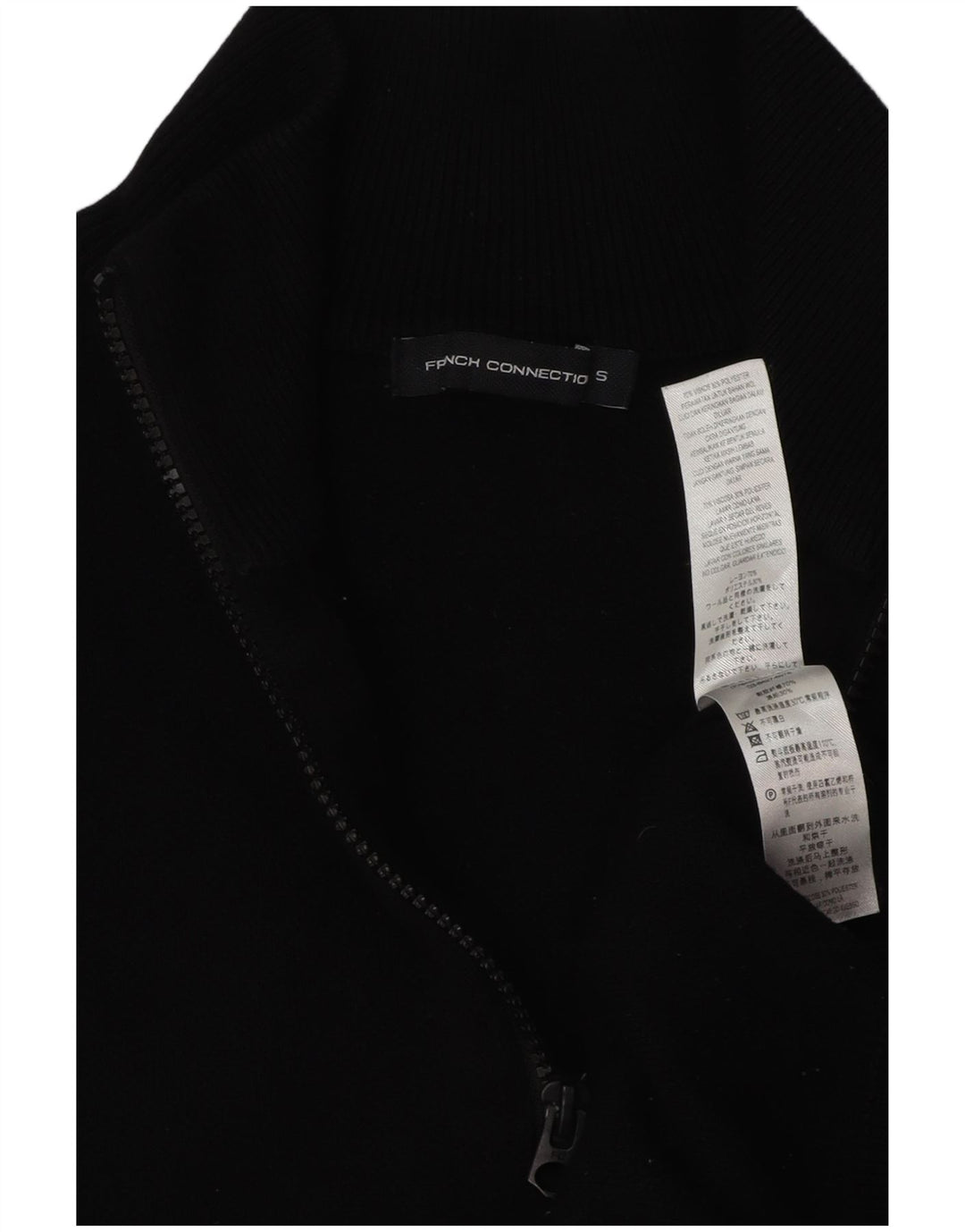 Pulover pentru bărbați French Connection, cu fermoar, cu gât, colorat mic, negru