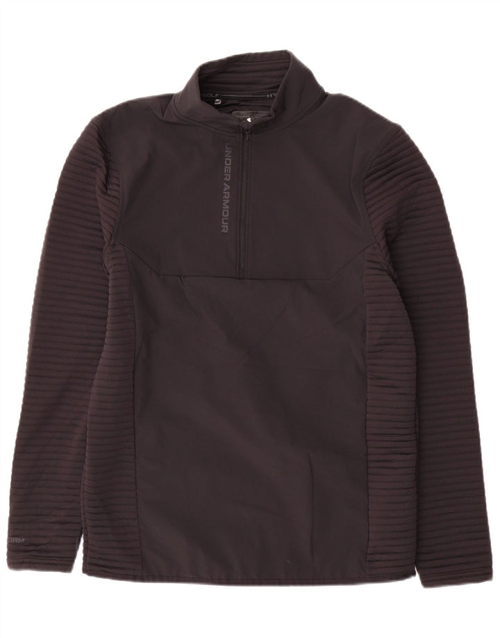 Top de trening Under Armour pentru bărbați, cu fermoar și gât, poliester negru