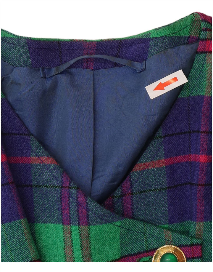 Blazer Vintage pentru femei cu 4 nasturi, UK 14 Medium Blue Check