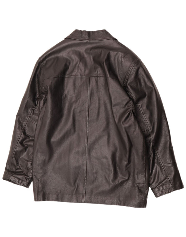 Antros Jachetă din piele cu 3 nasturi pentru bărbați UK 40, mare, neagră