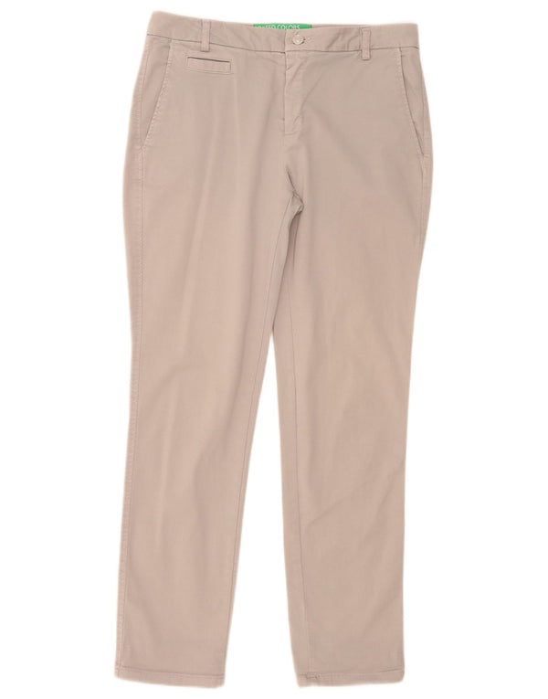 Pantaloni chino subțiri pentru femei Benetton UK 10 Small W32 L29 bumbac gri
