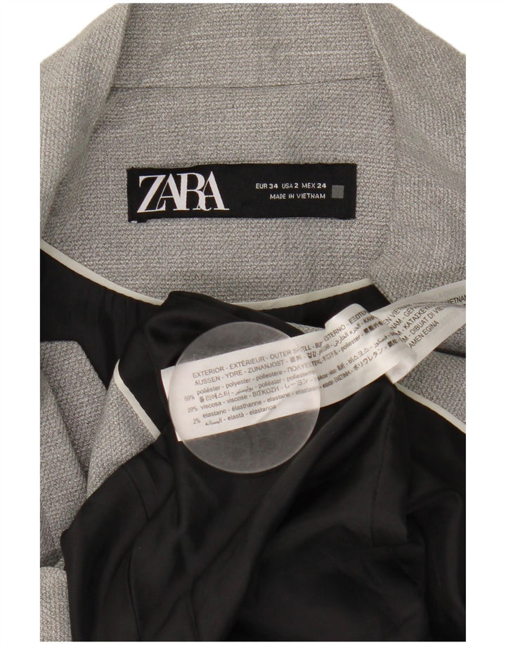 Blazer pentru femei Zara cu 1 nasture EU 34 2XS Poliester gri