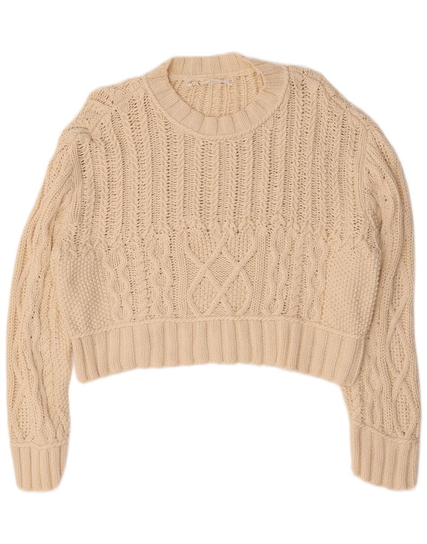 Pulover de damă Zara Crop oversize cu decolteu triplu UK 14 Bej mediu