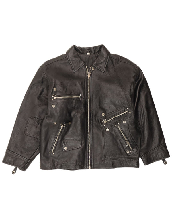 Jachetă din piele vintage pentru bărbați EU 54 2XL din piele neagră