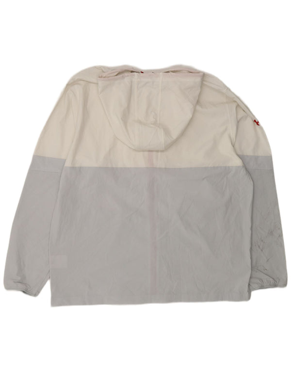 Jachetă de ploaie cu glugă pentru bărbați Under Armour UK 44 2XL, poliester color bloc alb