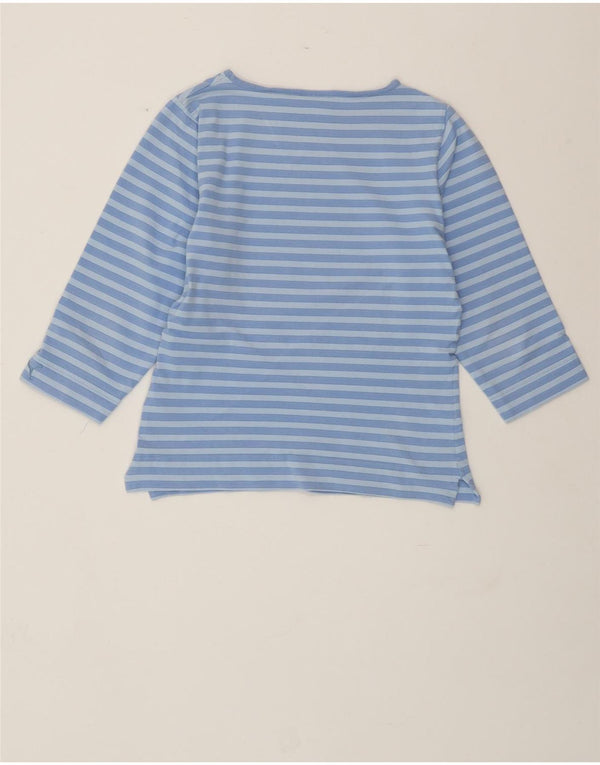 PUMA Crop Top mânecă 3/4 pentru femei UK 14 Bumbac cu dungi albastre medii