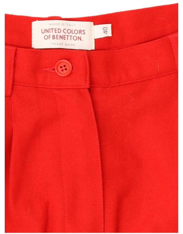 BENETTON Pantaloni scurți casual pentru femei cu talie înaltă IT 40 Small W24 Lână roșie