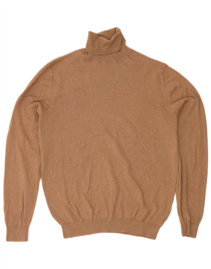 Massimo Dutti Pulover pentru bărbați cu gât rulat, mare, bej, bumbac