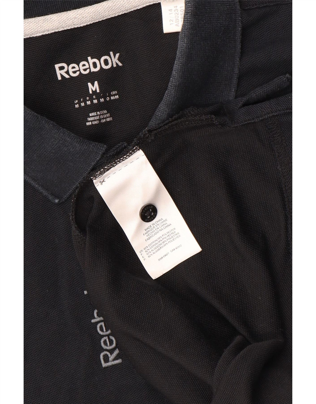 Tricou polo Reebok pentru bărbați, bumbac mediu negru