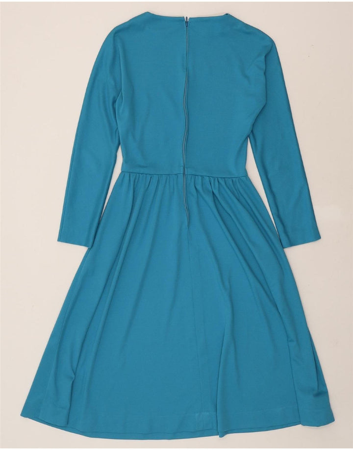 VINTAGE Womens Long Sleeve A-Line Dress IT 42 Medium Blue Vintage Vintage and Second-Hand Vintage from Messina Hembry 