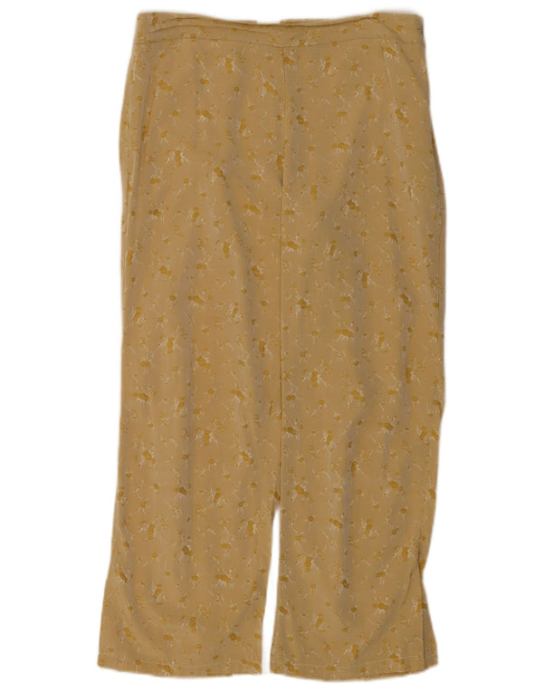 Pantaloni tăiați drepți vintage pentru femei IT 46 Large L30 L24 Galben Floral