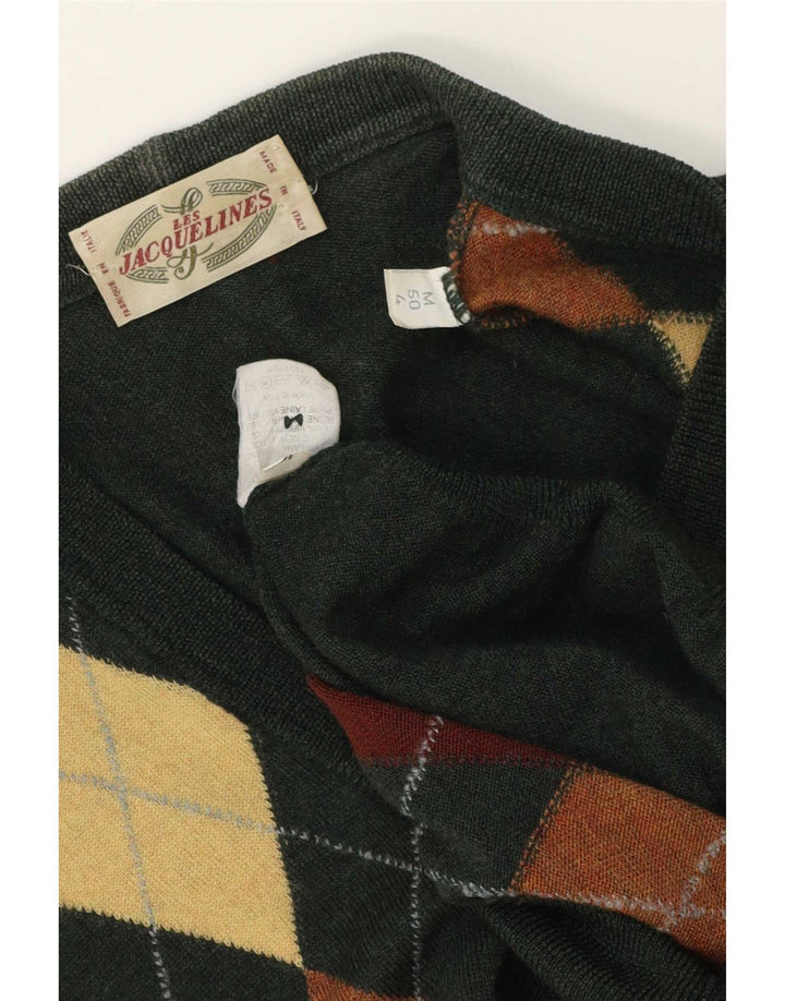 Pulover cardigan pentru bărbați Les Jacquelines, verde mediu Argyle/Diamond