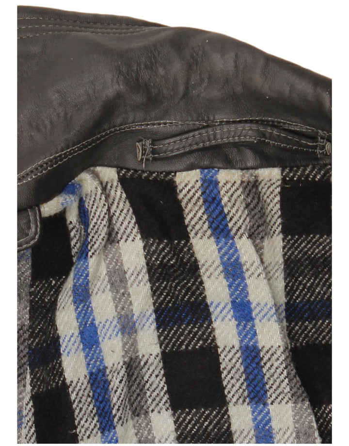 Trenci din piele pentru bărbați VINTAGE UK 38 Piele neagră medie