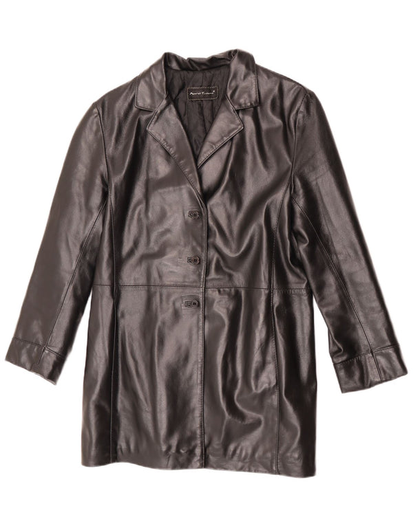 Palton de piele vintage pentru femei UK 16, mare, neagră