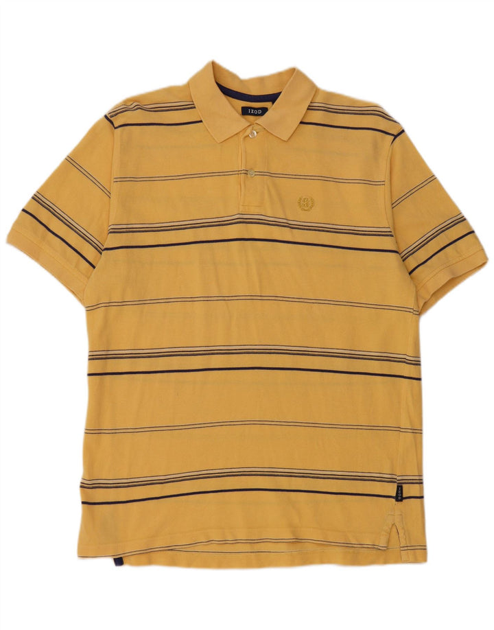 Tricou polo IZOD pentru bărbați, bumbac cu dungi galbene medii