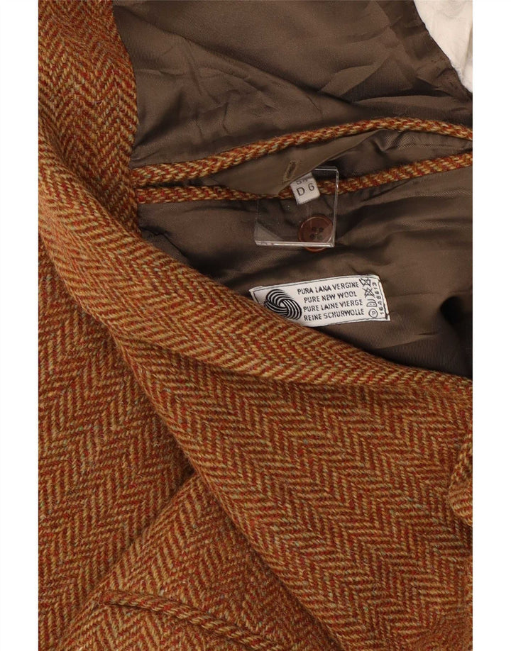 Jachetă pentru bărbați Harris Tweed, cu 2 nasturi, IT 54 2XL, lână maro în spină de pește