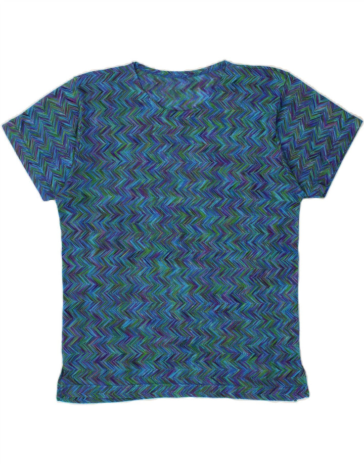 VINTAGE Womens T-Shirt Top UK 18 XL Blue Chevron Vintage Vintage and Second-Hand Vintage from Messina Hembry 